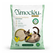 Bolsa frontal de arena Amocléu 4 kg de maíz natural biodegradable para gatos, con gato siamés