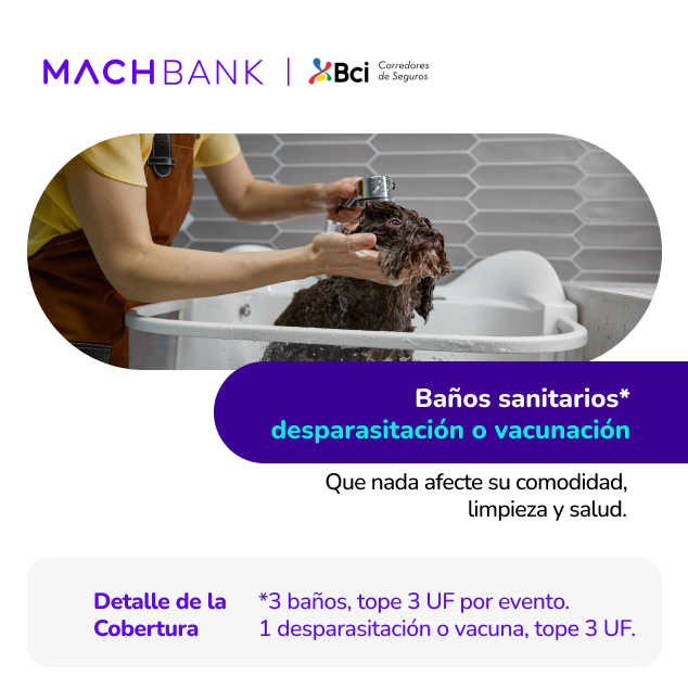 Coberturas del seguro para mascotas MACH 2025. bpets.cl