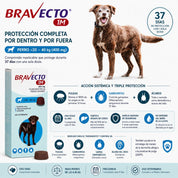 Beneficios de Bravecto 1M Perro 20-40 kg: pulgas, garrapatas, sarna demodécica y ácaro del oído en 37 días