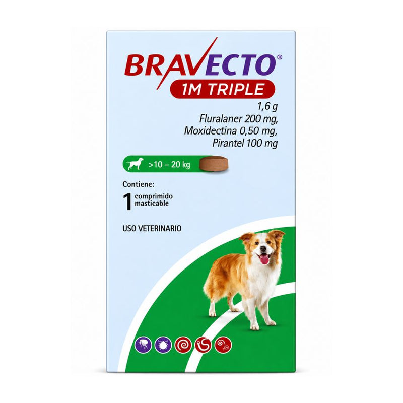 Bravecto 1M Triple Perro 10 a 20 kg (1,6 g)