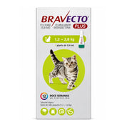 Bravecto Plus Gato 1,2-2,8 kg 112,5 mg, pipeta spot-on antiparasitaria, frente del envase con 12 semanas de protección