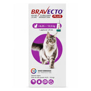 Bravecto Plus Gato 6,25-12,5 kg 500 mg, pipeta spot-on antiparasitaria, frente del envase con 12 semanas de protección