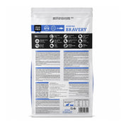 Reverso del saco Bravery Herring 2 kg: íconos de cuidados, análisis garantizado, modo de uso y tabla de ración por peso