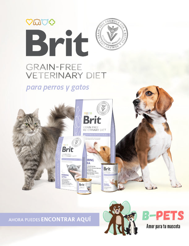 Alimento veterinario Brit para perros y gatos — nutrición especializada para distintas necesidades de salud