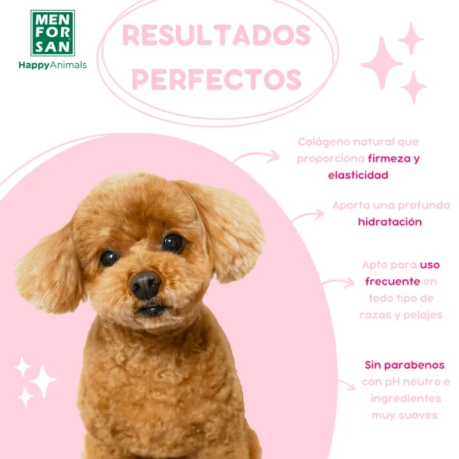 Acondicionador para Perros Men for San 300ml champú con crema acondicionadora, hidratación profunda, brillo y fácil desenredo.