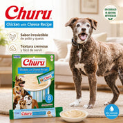 Churu Perro Sabor Pollo y Queso 8 tubos snack cremoso bajo en calorías, sin cereales y con alta humedad para perros.