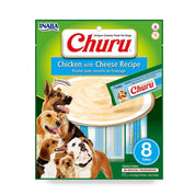 Churu Perro Sabor Pollo y Queso 8 tubos snack cremoso bajo en calorías, sin cereales y con alta humedad para perros.
