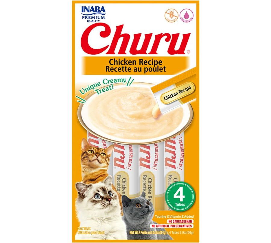 Churu Sabor Pollo: Snack cremoso de pechuga de pollo para gatos, ideal para hidratación y salud. Libre de granos, perfecto para administrar medicamentos. 🐱🍗