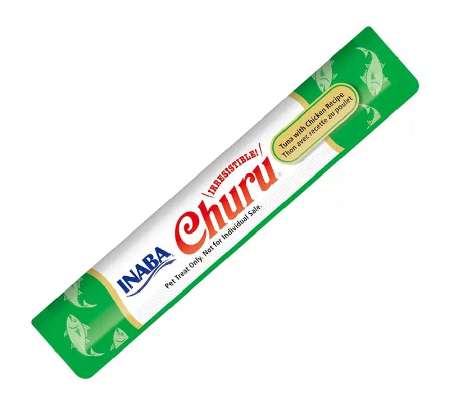 Churu Atún y Pollo: Snack para gatos con atún silvestre y pollo de granja, cremoso y delicioso. Ideal para hidratación y salud. 🐾🍗🐟