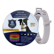 Collar Anti-Pulgas y Garrapatas para Perros MarbenPets protección natural hasta 8 meses, resistente al agua y seguro para perros grandes.