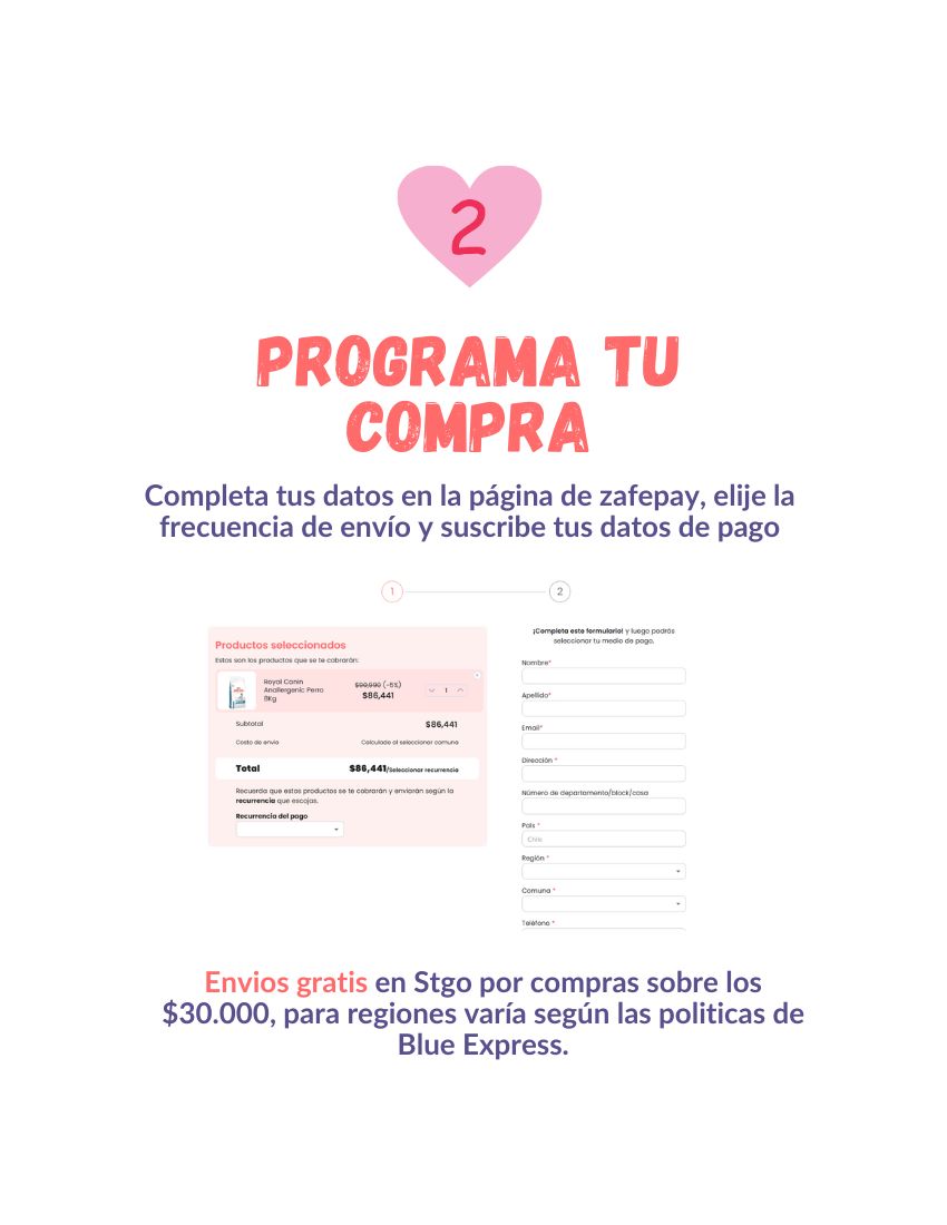 relajate y disfruta de una experiencia de compra facil y sencilla, suscribete y recibe los productos para tu mascota en la comodidad de tu hogar.