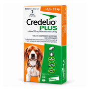 Credelio Plus para perros de 5,5 a 11 kg en caja de 1 comprimido masticable de Elanco, vista en ángulo