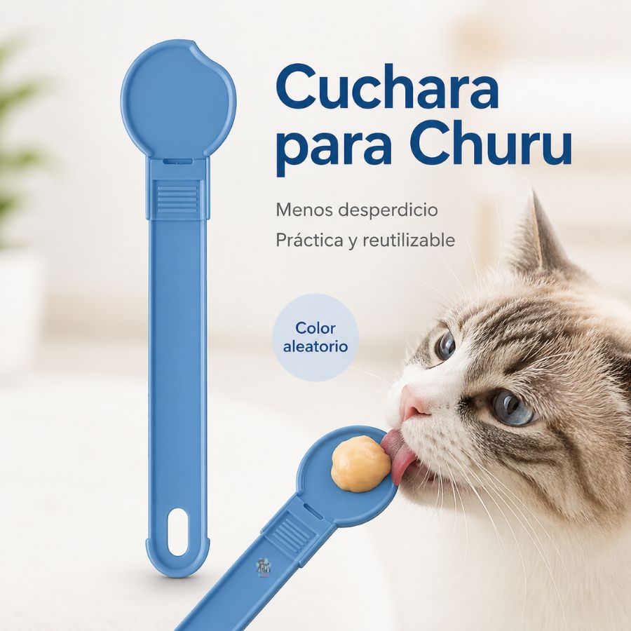Cuchara para Churu facilita servir snacks cremosos para gato, reduce desperdicio y ofrece una alimentación práctica y cómoda.