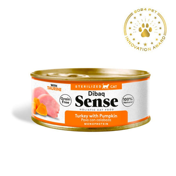 Dibaq Sense Alimento Húmedo Gato Esterilizado Pavo y Calabaza sin cereales, fácil digestión y textura fillets, ideal para gatos adultos y esterilizados. Bpets