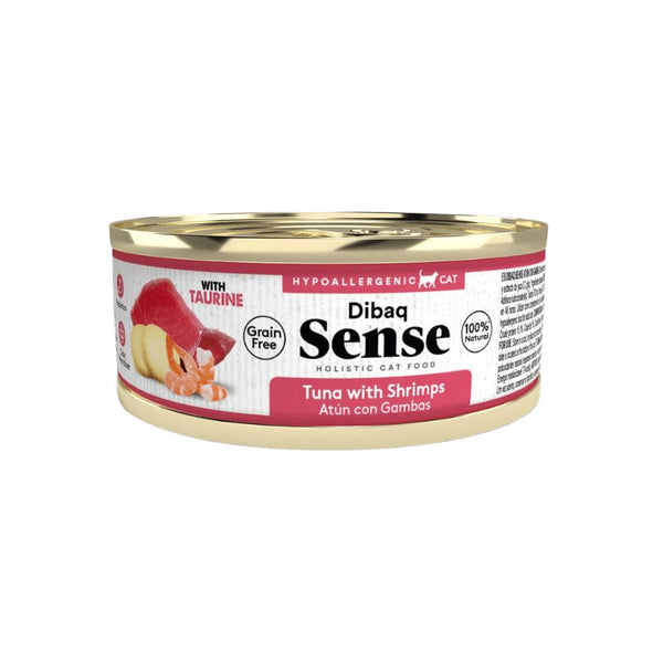 Alimento Húmedo Gato Adulto Dibaq Sense Atún & Camarón: Alimento hipoalergénico y natural para gatos adultos. Con prebióticos, extracto de yuca y taurina para una salud óptima. ¡Cuida a tu gato con lo mejor!