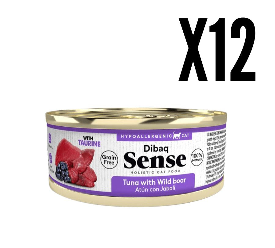 Alimento Húmedo Gato Adulto Dibaq Sense Atún & Jabalí: Alimento hipoalergénico y natural para gatos adultos. Con prebióticos, extracto de yuca y taurina para una salud óptima. ¡Cuida a tu gato con lo mejor!
