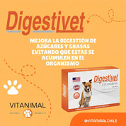 Gráfica de Vitanimal Chile con la presentación anterior en caja de Digestivet para perros y gatos