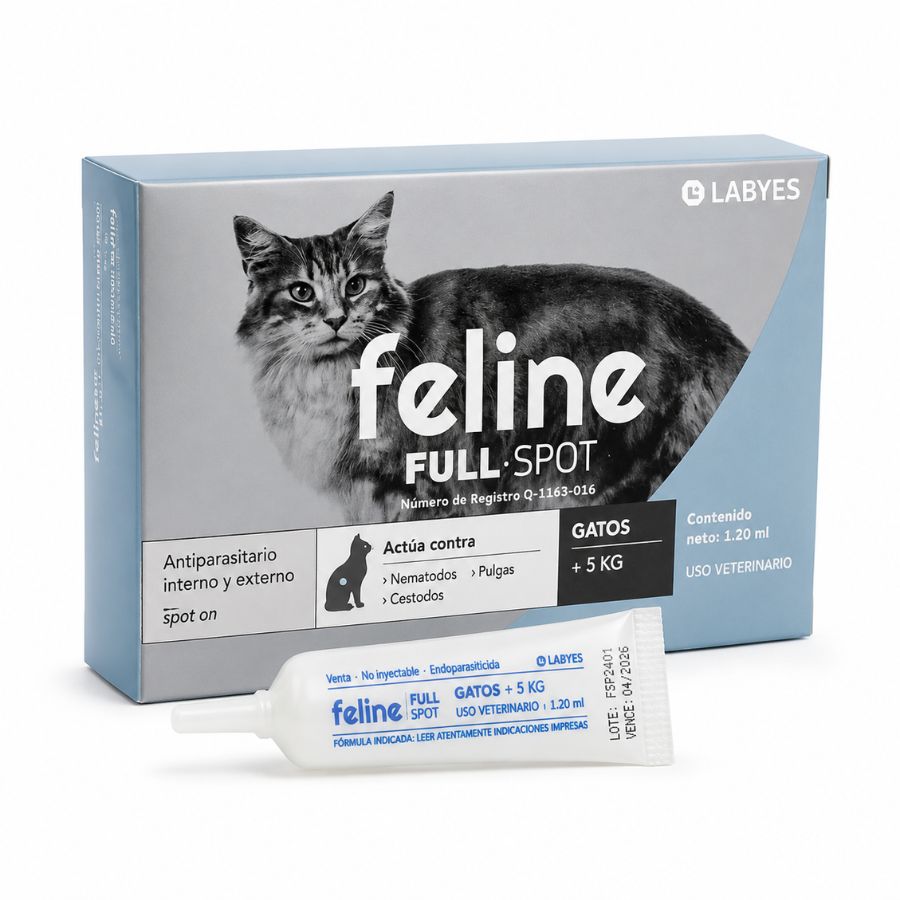 Caja y pipeta de Feline Full Spot antiparasitario para gatos de más de 5 kg, aplicador spot-on de 1,2 ml