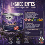 Ingredientes y análisis garantizado de Feral Elder's Legacy: pavo, conejo, calabacín y arándanos