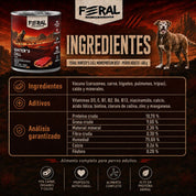 Tabla de raciones de Feral Hunter's Call 400 g por peso del perro, de 150 a 1.300 g al día