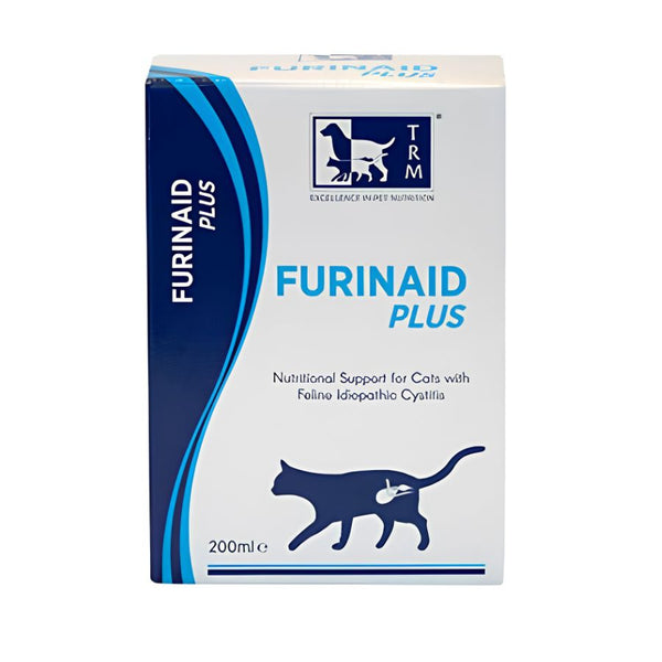 Caja de Furinaid Plus 200 ml para gatos TRM, vista frontal del envase con el gato y la vejiga
