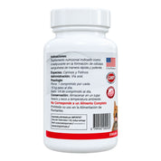 Reverso de Hemolivet Vitanimal con posología para caninos y felinos, 1 comprimido cada 15 kg en perros y 1/4 en gatos