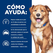 Hills Canine Derm Complete 2.9 KG, alimento veterinario para perros con sensibilidad cutánea, apoyo inmune y cuidado urinario.