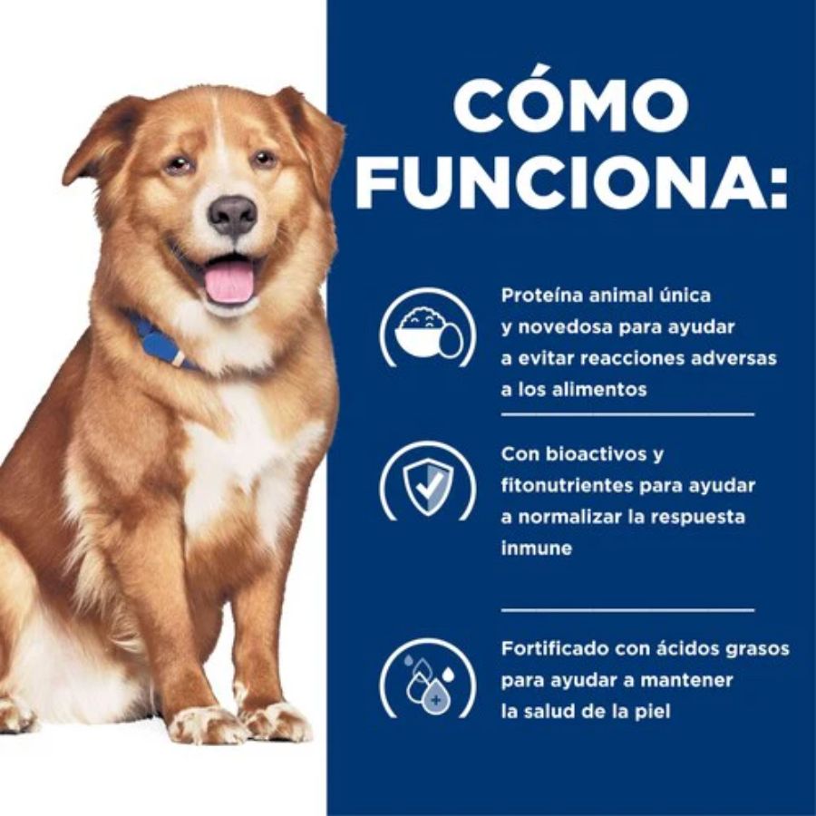 Hills Canine Derm Complete 2.9 KG, alimento veterinario para perros con sensibilidad cutánea, apoyo inmune y cuidado urinario.