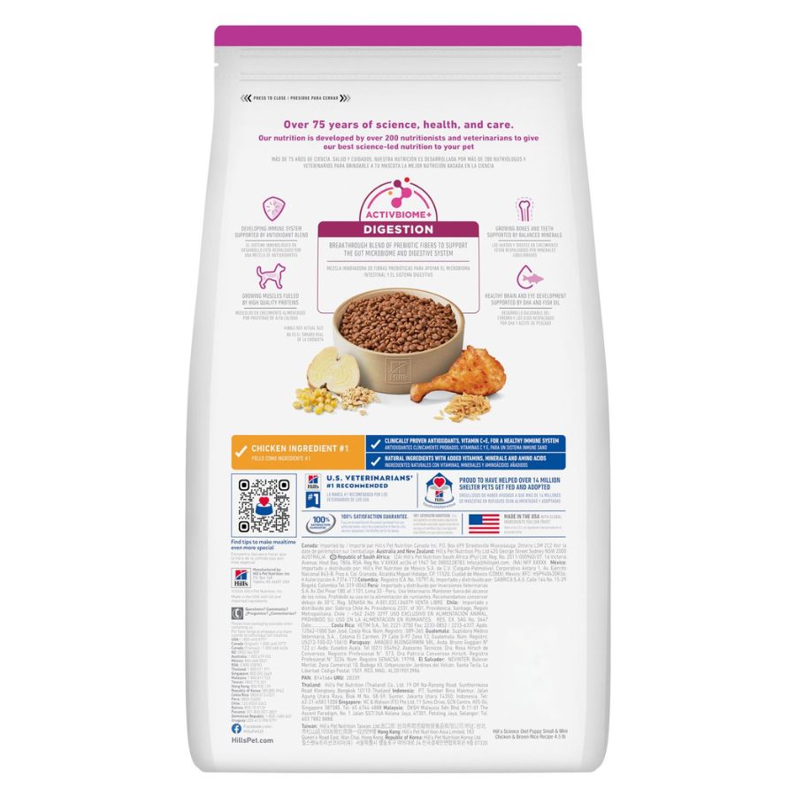 Hills Diet Small & Mini Puppy 2Kg alimento para cachorros mini, con pollo, omega y nutrientes para crecer fuerte y sano.
