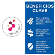 Beneficios clave de Hills Gastrointestinal Biome: fibra prebiótica, psyllium y antioxidantes de la fórmula