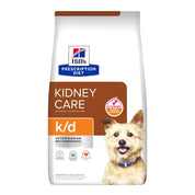 Bolsa frontal de Hills K/D Perro Kidney Care 1,5 kg con el sello ActivBiome+ Kidney Defense y un perro terrier
