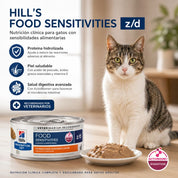 Hills Lata Z/D Food Sensitivities 156GR para Gatos, paté clínico con proteína hidrolizada que ayuda con sensibilidad alimentaria.