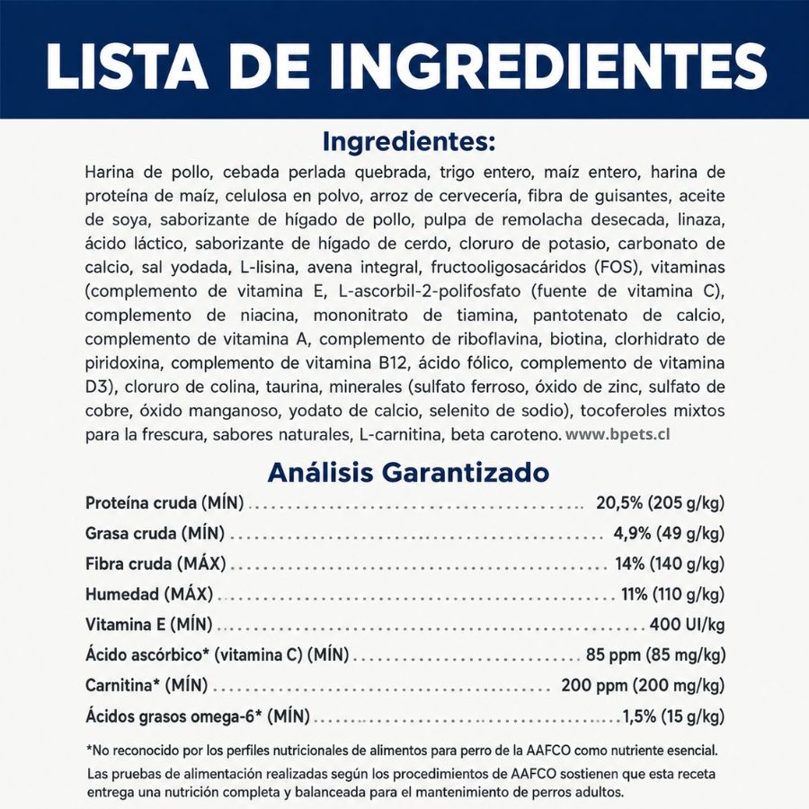Ingredientes y análisis garantizado de Hills Science Diet Adult Light Small Bites con 20,5% de proteína mínima