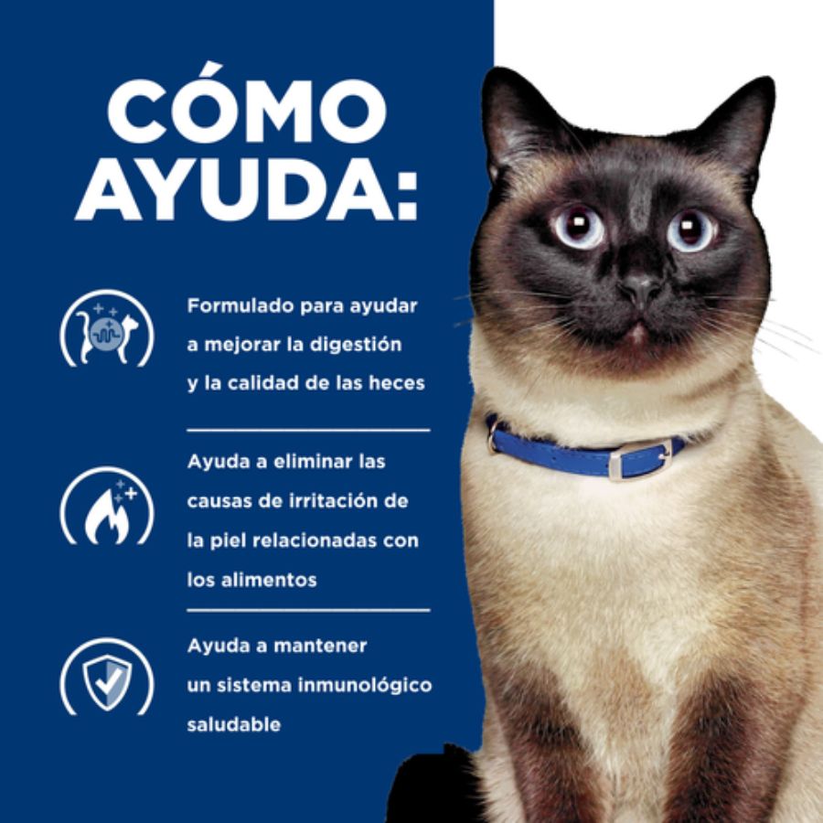 Hills Z/D Gato Food Sensitivities 1,8 kg apoya gatos con sensibilidad alimentaria, digestión sana y cuidado de piel.