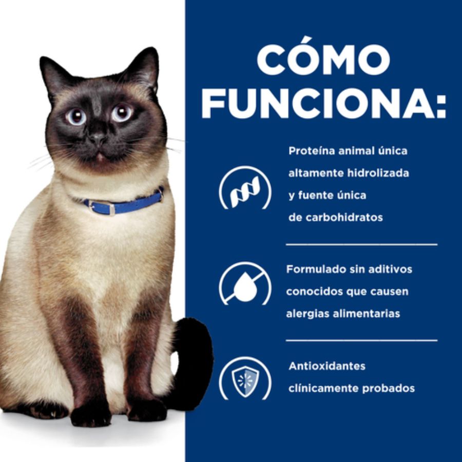Hills Z/D Gato Food Sensitivities 1,8 kg apoya gatos con sensibilidad alimentaria, digestión sana y cuidado de piel.