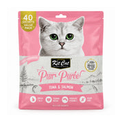 Bolsa frontal de Kit Cat Purr Puree Atún y Salmón Value Pack con 40 sachets de 15 g, snack cremoso para gatos