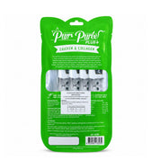 Reverso del empaque de Kit Cat Purr Puree Plus Collagen Care Pollo con ingredientes, tabla de ración y análisis garantizado