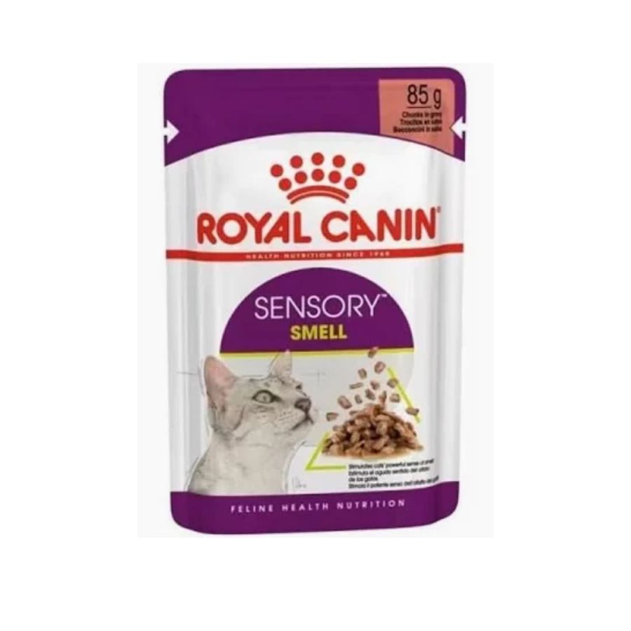 Pack 12u Royal Canin Pouch Sensory Smell: Alimento húmedo premium para gatos adultos, diseñado para estimular el olfato.