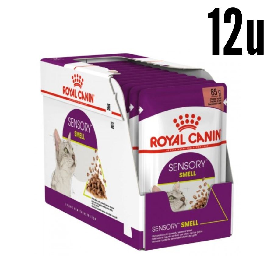 Pack 12u Royal Canin Pouch Sensory Smell: Alimento húmedo premium para gatos adultos, diseñado para estimular el olfato.