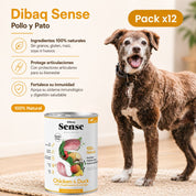 Pack 12 unidades Dibaq Sense Alimento Húmedo Pollo y Pato Lata: Nutrición hipoalergénica para perros. ¡Sabores naturales para su bienestar!