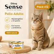 Alimento Húmedo Gato Adulto Dibaq Sense Pollo : Alimento hipoalergénico y natural para gatos adultos. Con prebióticos, extracto de yuca y taurina para una salud óptima. ¡Cuida a tu gato con lo mejor!