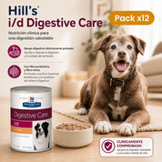 Pack 12x Hills Lata i/d Digestive Care 370GR para Perros, alimento húmedo digestivo con pavo, alta digestibilidad y apoyo clínico intestinal.