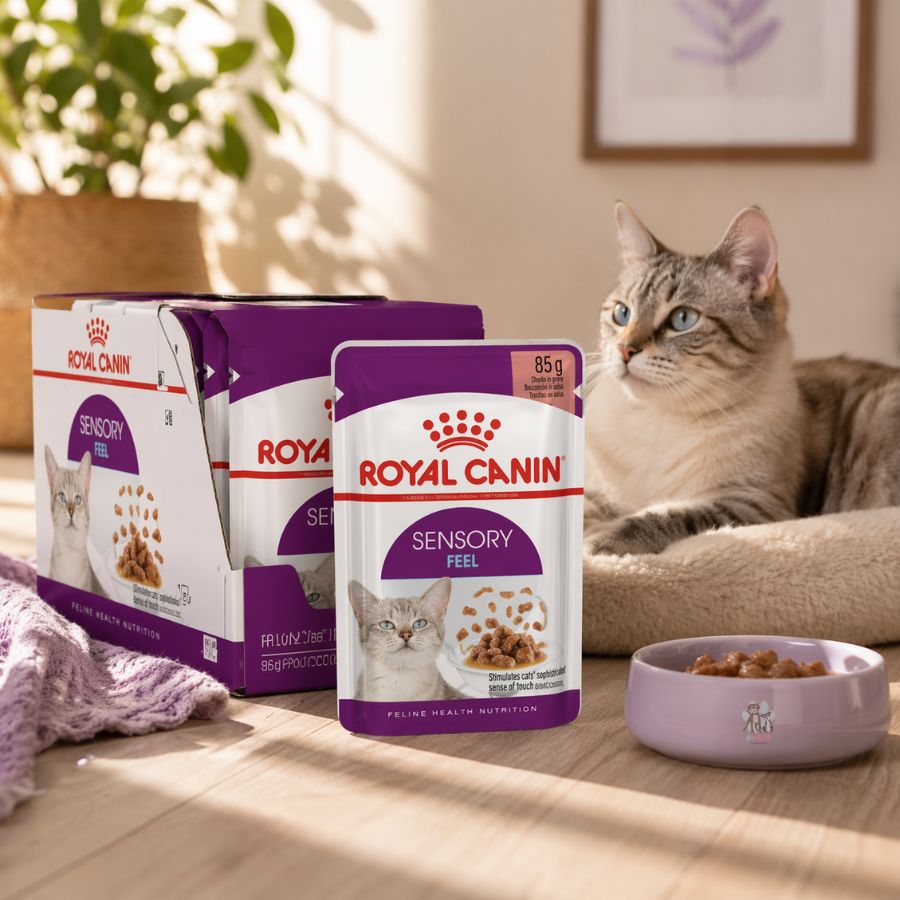 Pack 12x  Royal Canin Pouch Sensory Feel: Alimento húmedo para gatos adultos, diseñado para estimular el sentido del gusto y tacto.