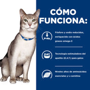 Infografía con el fósforo y sodio reducidos, la tecnología E.A.T. y los aminoácidos esenciales del k/d