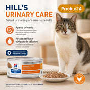Pack 24x Hills Lata c/d Urinary Care 156GR para Gatos, alimento húmedo clínico con pollo que apoya la salud urinaria y reduce el riesgo de cálculos.