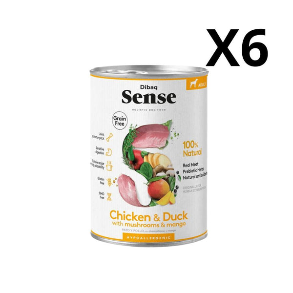 Pack 6 unidades Dibaq Sense Alimento Húmedo Pollo y Pato Lata: Nutrición hipoalergénica para perros. ¡Sabores naturales para su bienestar! 