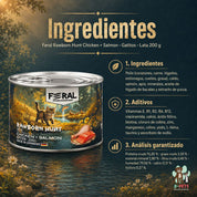 Análisis garantizado del pack de 6 Feral Rawborn Hunt: 10,20 % de proteína, 79 % de humedad y 96 kcal