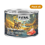 Pack 6x Feral Rawborn Hunt Chicken + Salmon Paté — Alimento húmedo gatitos 200 g