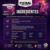 Pack 6x Feral Wilderness Bounty Monoprotein Pork Paté — Alimento húmedo gatos adultos 200 g
