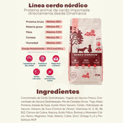 Análisis garantizado e ingredientes de Pet Family Cerdo Nórdico con cerdo importado de Dinamarca
